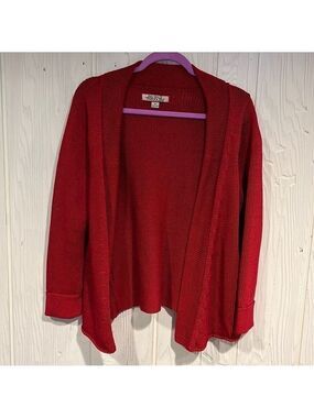 Beyond Threads Red Cotton Cardigan Sweater Small